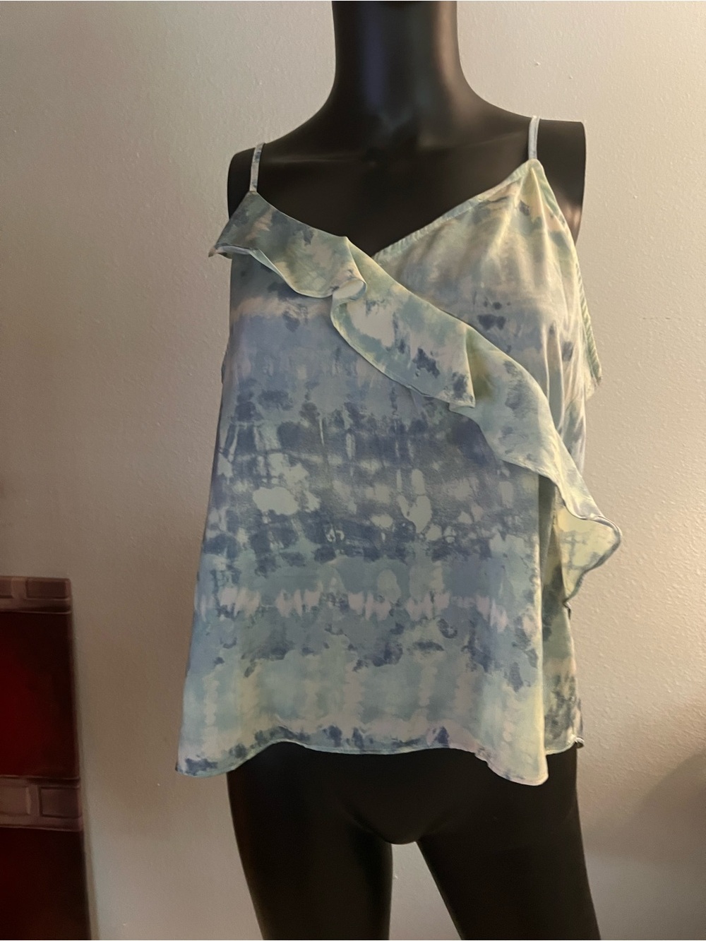Wild Fable Blue and Pale Green Tie-Dye Ruffle Cami